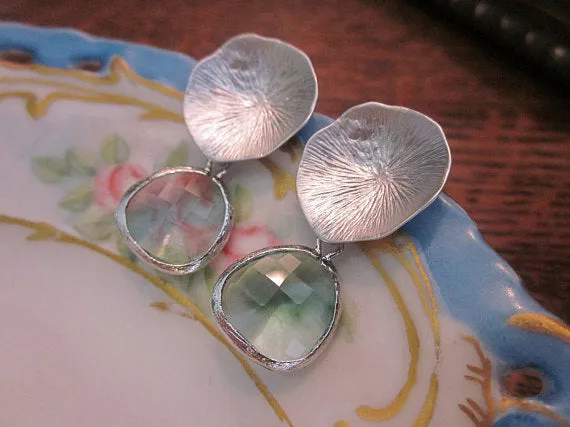 Prasiolite Silver Mushroom Cora Earrings