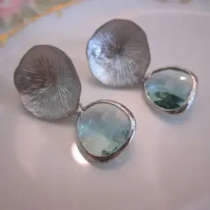 Prasiolite Silver Mushroom Cora Earrings