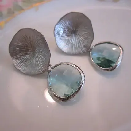 Prasiolite Silver Mushroom Cora Earrings