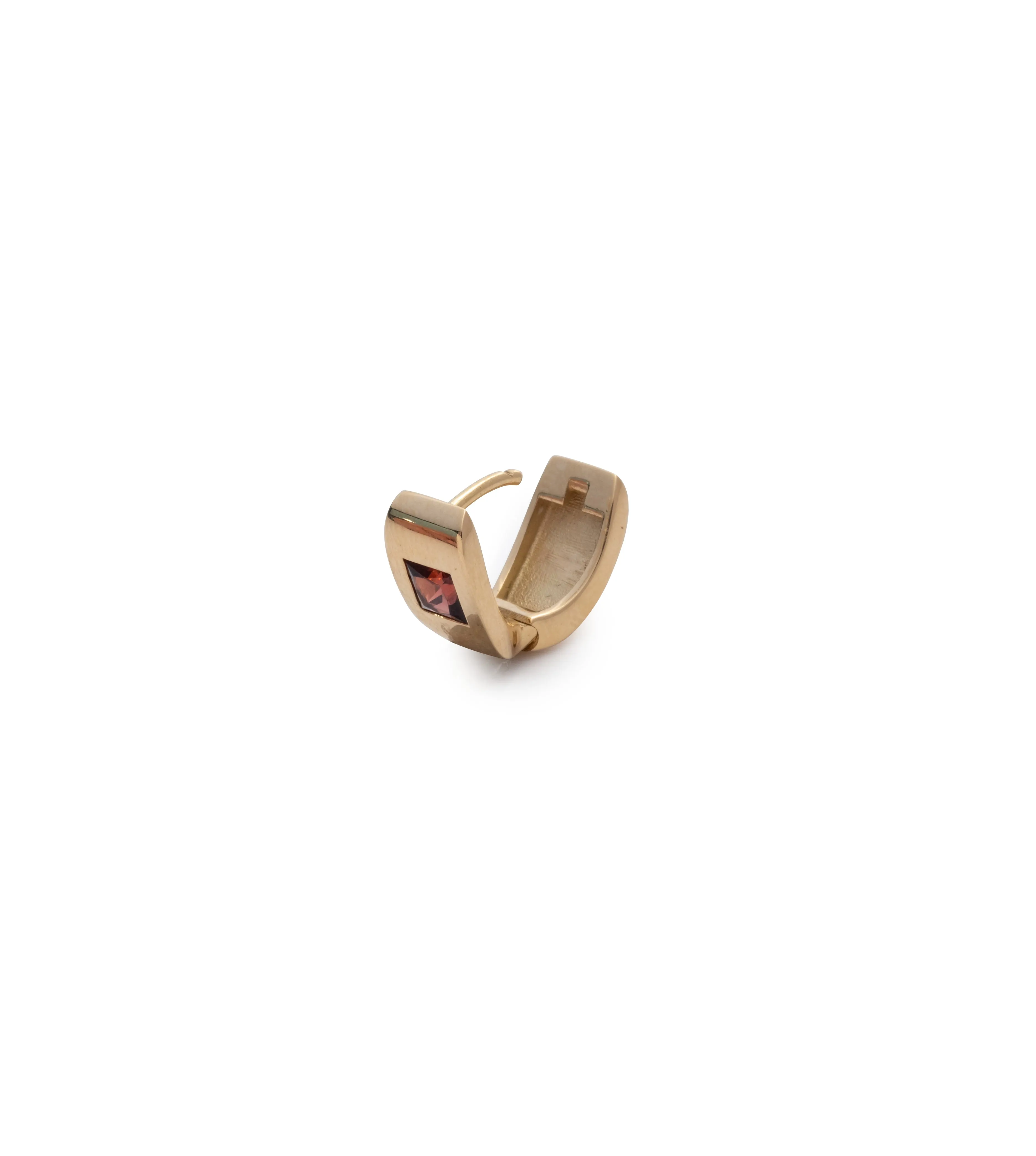 Princess Cut Garnet - Love : Gemstone Huggie Earring