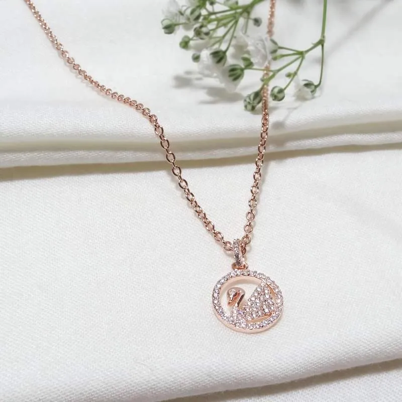 Radiant Rose Gold Swan Pendant Necklace