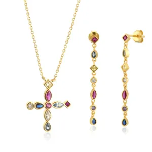Rainbow Cross Zircon Bejeweled Jewelry Collection