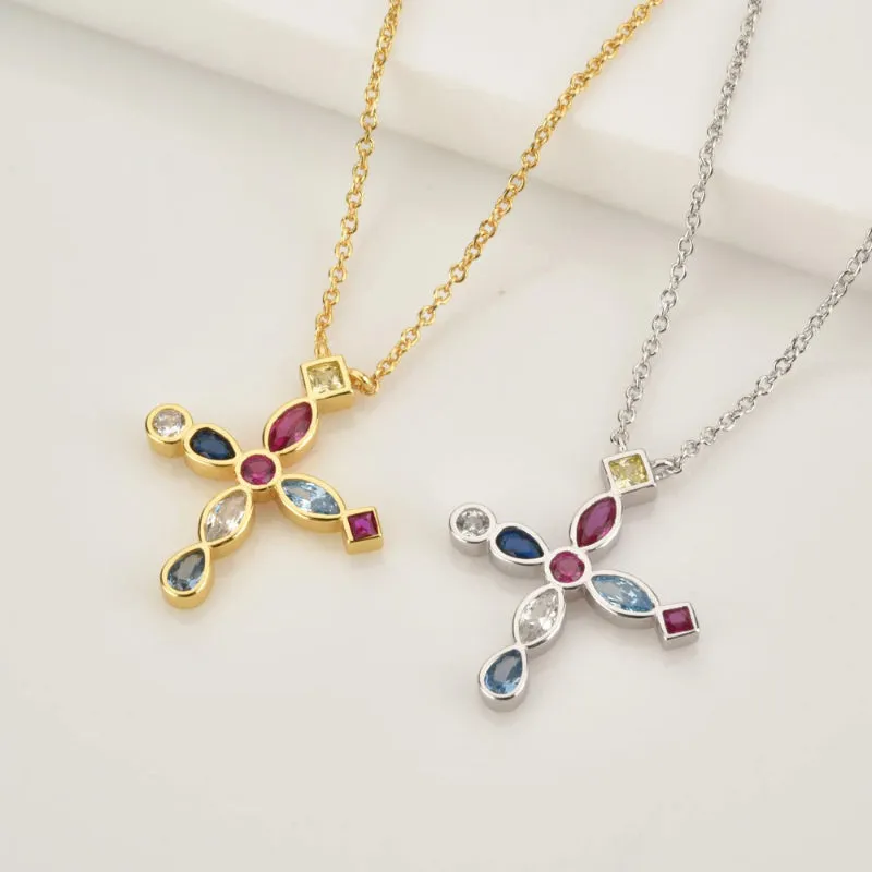 Rainbow Cross Zircon Bejeweled Jewelry Collection