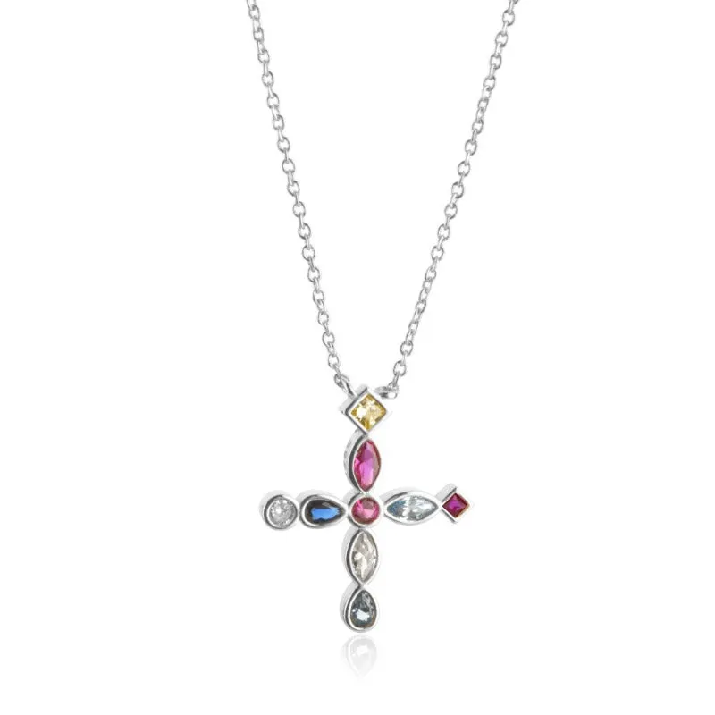 Rainbow Cross Zircon Bejeweled Jewelry Collection