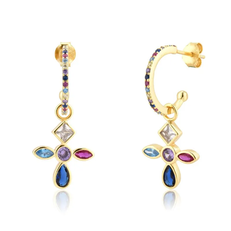 Rainbow Cross Zircon Bejeweled Jewelry Collection