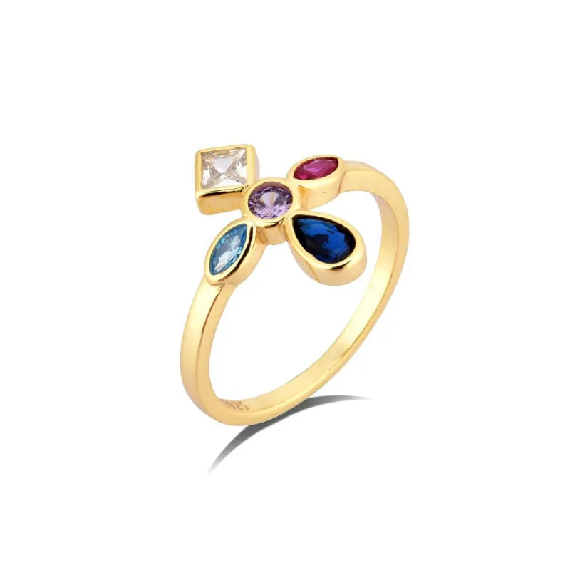 Rainbow Cross Zircon Bejeweled Jewelry Collection
