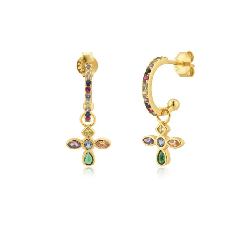 Rainbow Cross Zircon Bejeweled Jewelry Collection