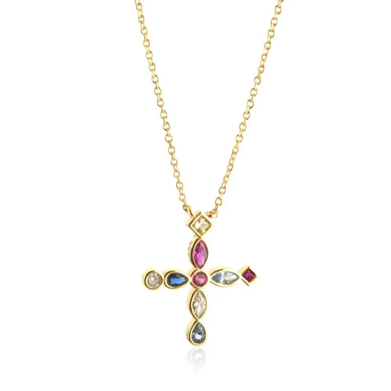 Rainbow Cross Zircon Bejeweled Jewelry Collection