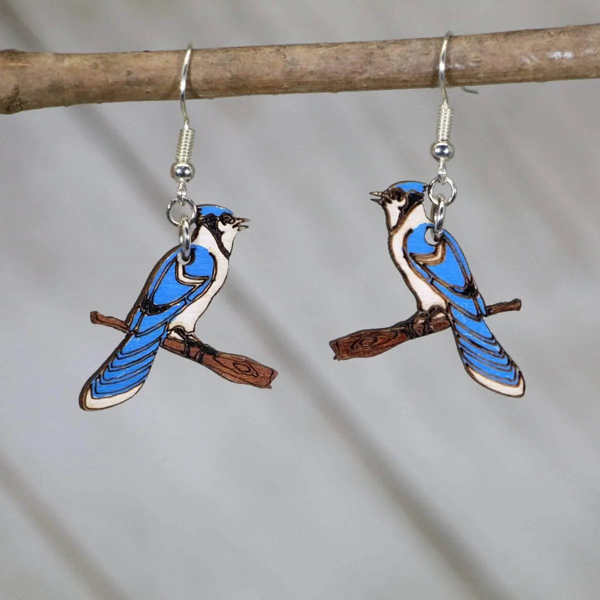 Realistic Blue Jay Dangle Earrings by Cate's Concepts, LLC