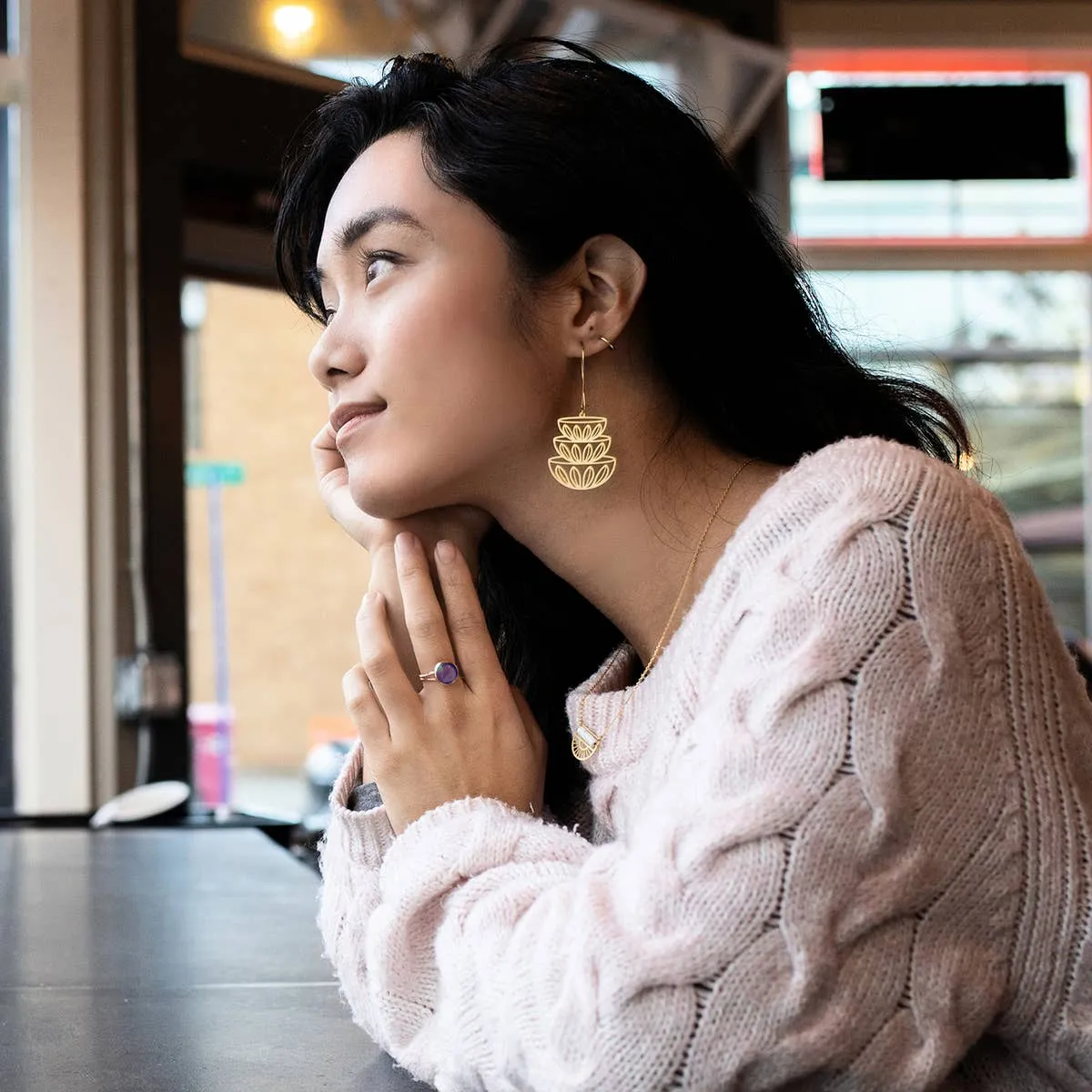 Retro Stacked Bowls Earrings