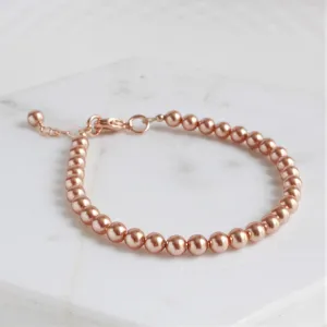 Rose Gold Pearl Flower Girl Bracelet