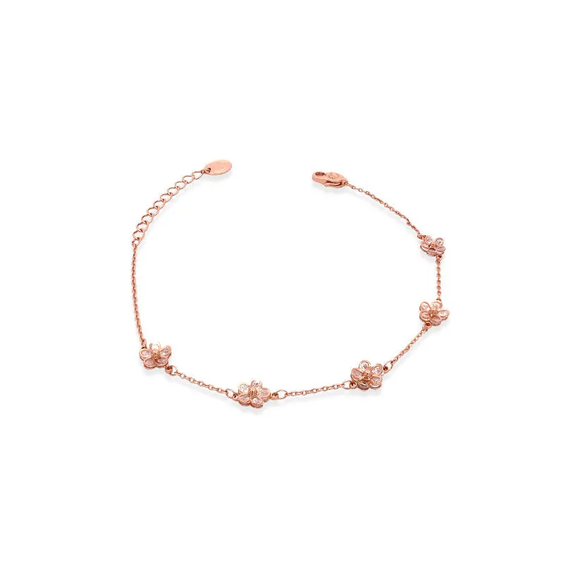 Rosegold Flower Cubic Zirconia Bracelet