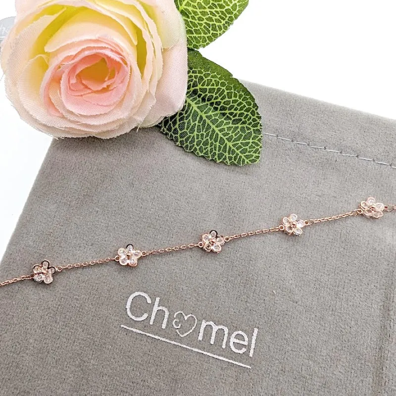 Rosegold Flower Cubic Zirconia Bracelet