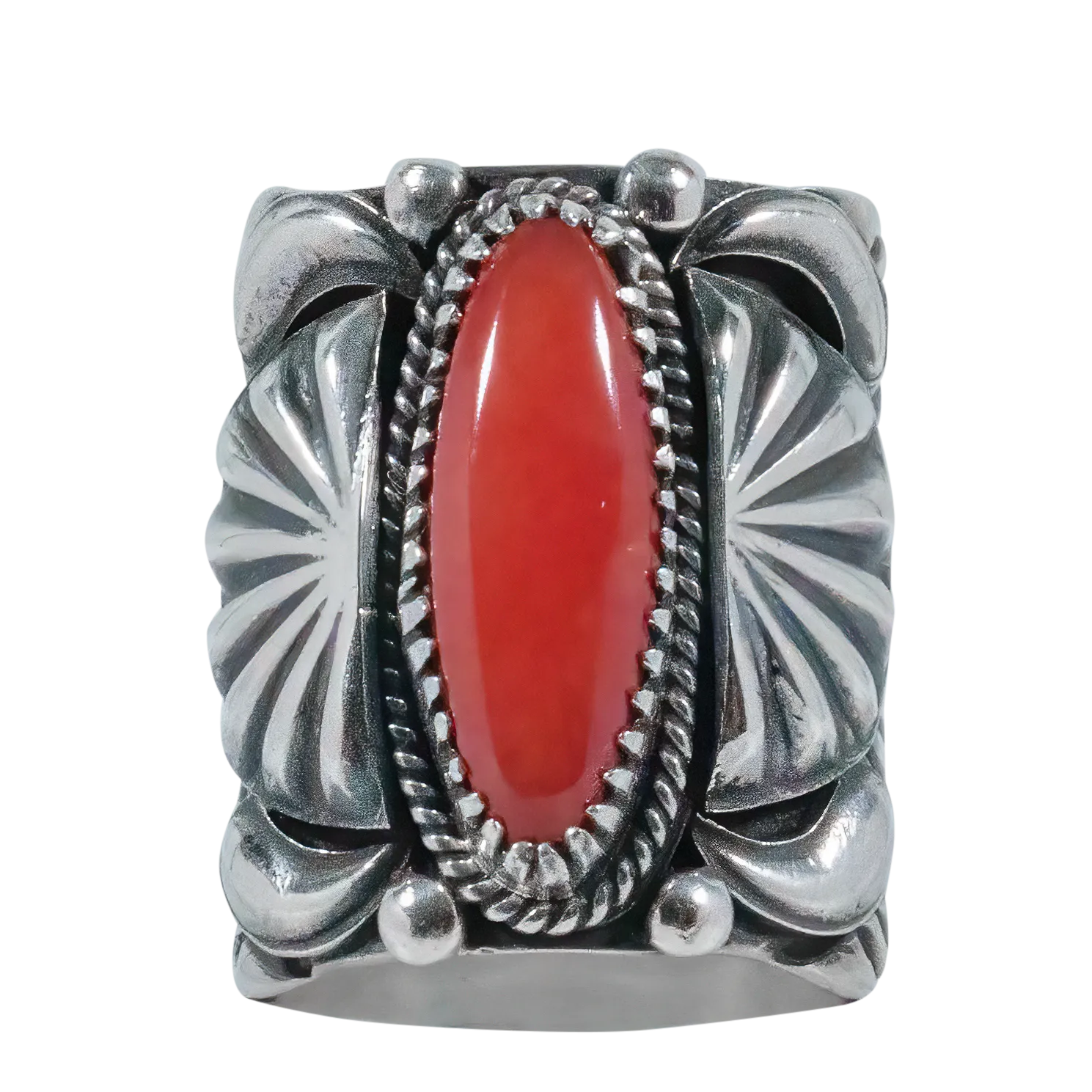 Sculpted Silver & Coral Ring | Delbert Gordon