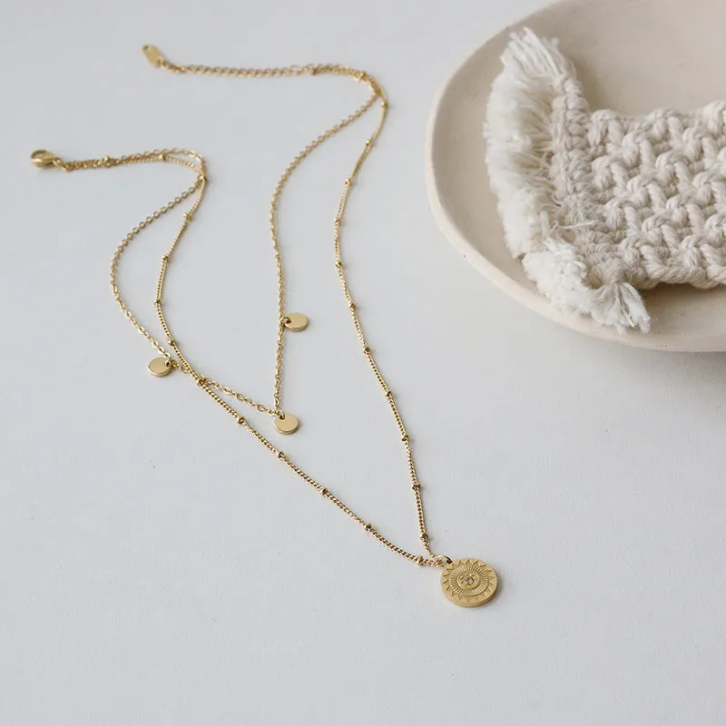 Senset Layered Zircon Gold Necklace