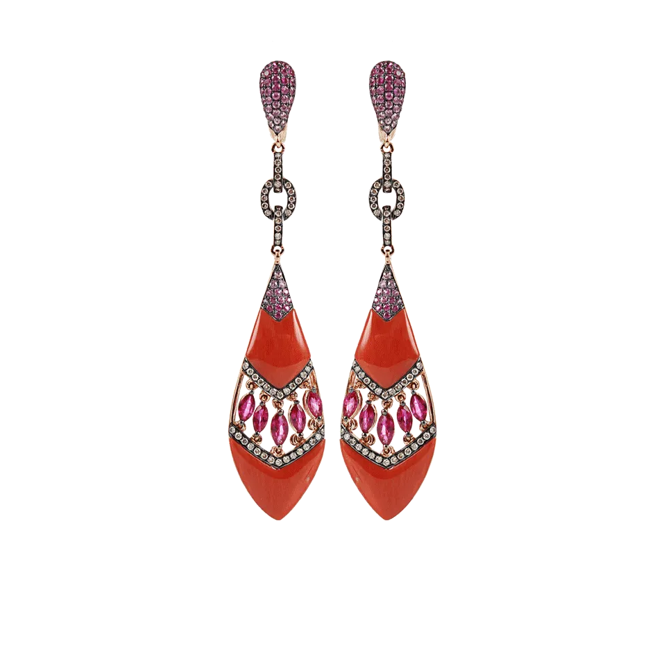 Shield Coral Drop Earrings