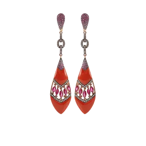 Shield Coral Drop Earrings