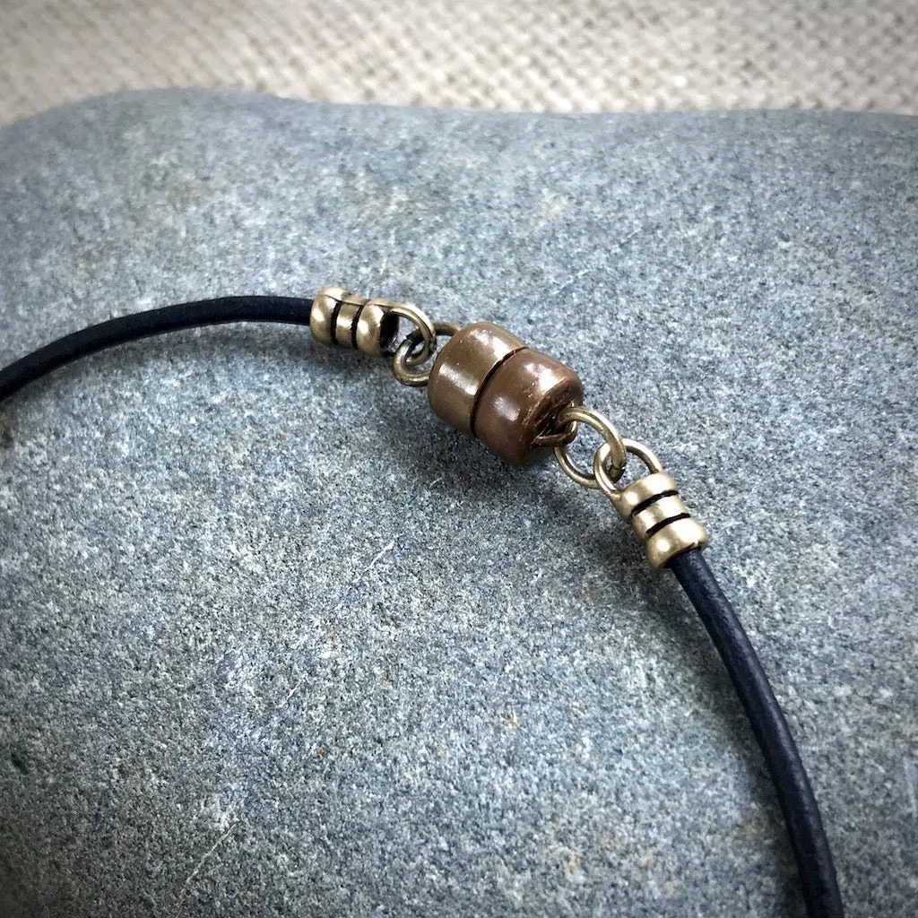 Shungite Necklace w/Unakite, Jasper, Green Jade, Smokey Quartz, Brass