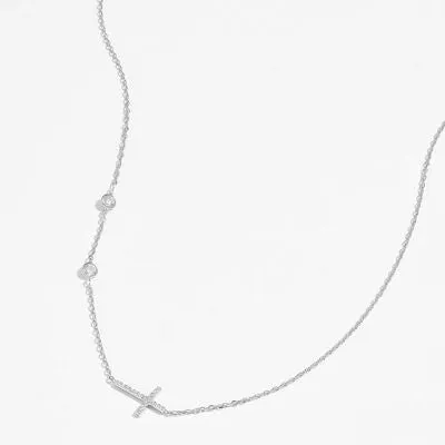 Side Cross Necklace Zircon 925 Sterling Silver Dainty Cross Necklaces