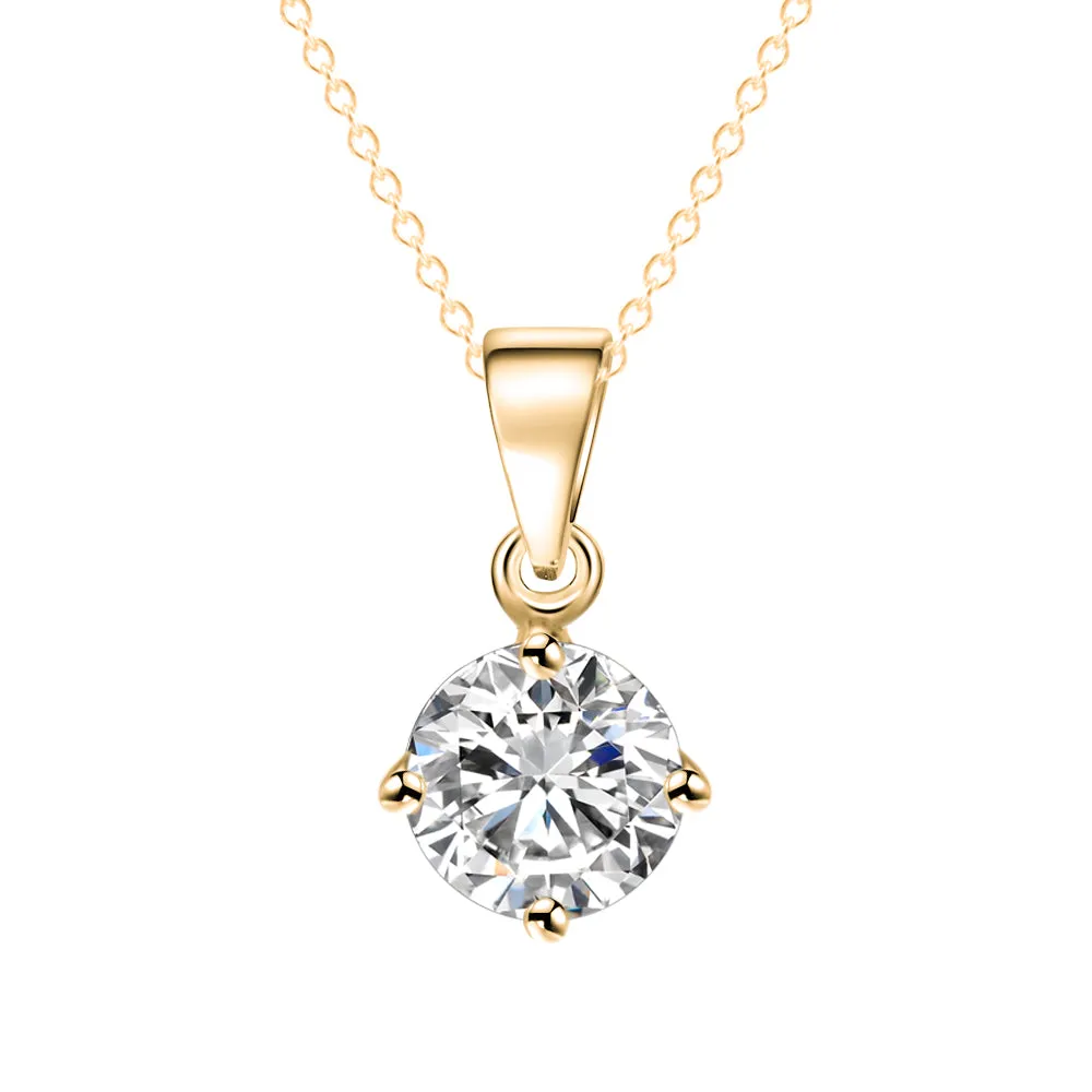 Silver & Gold Color Round Shape CZ Necklace