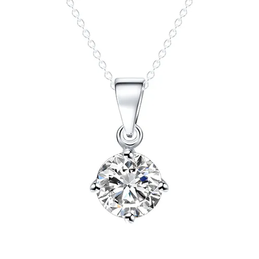 Silver & Gold Color Round Shape CZ Necklace