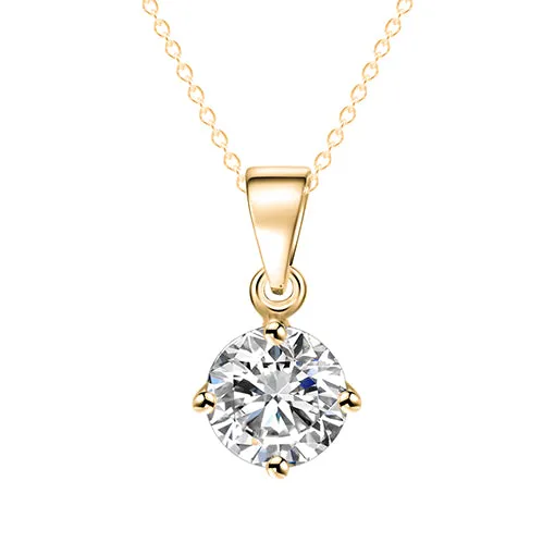 Silver & Gold Color Round Shape CZ Necklace