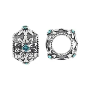Silver & Swiss Blue Topaz Blossom Charm S439SW