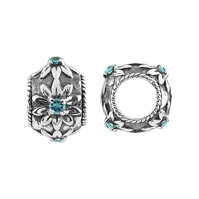 Silver & Swiss Blue Topaz Blossom Charm S439SW