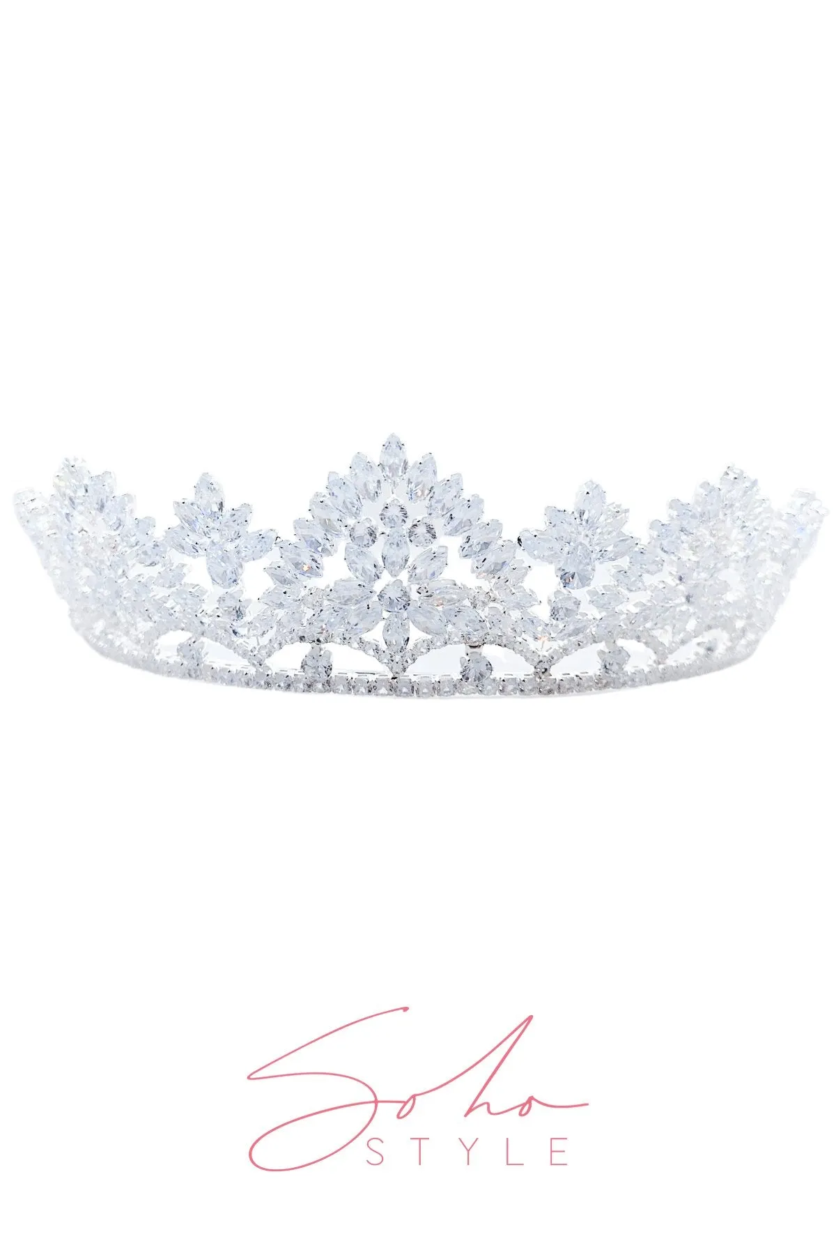 Silver Crystal Tiara Elegant Crown
