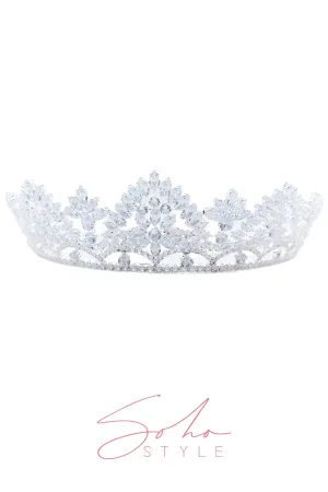 Silver Crystal Tiara Elegant Crown