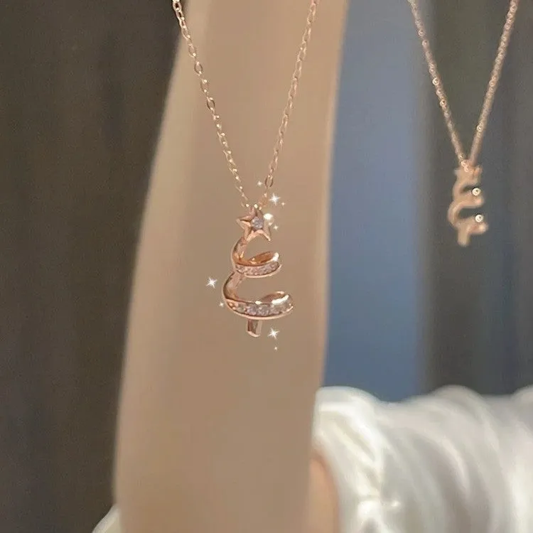 SISSLIA 2024 High Quality Light Luxury High-Grade Christmas Gift Small Lucky Star Christmas Tree Gift Necklace for Women