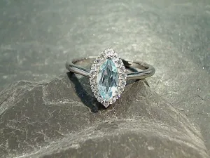 Size 7 Blue Topaz, CZ, Sterling Silver Ring