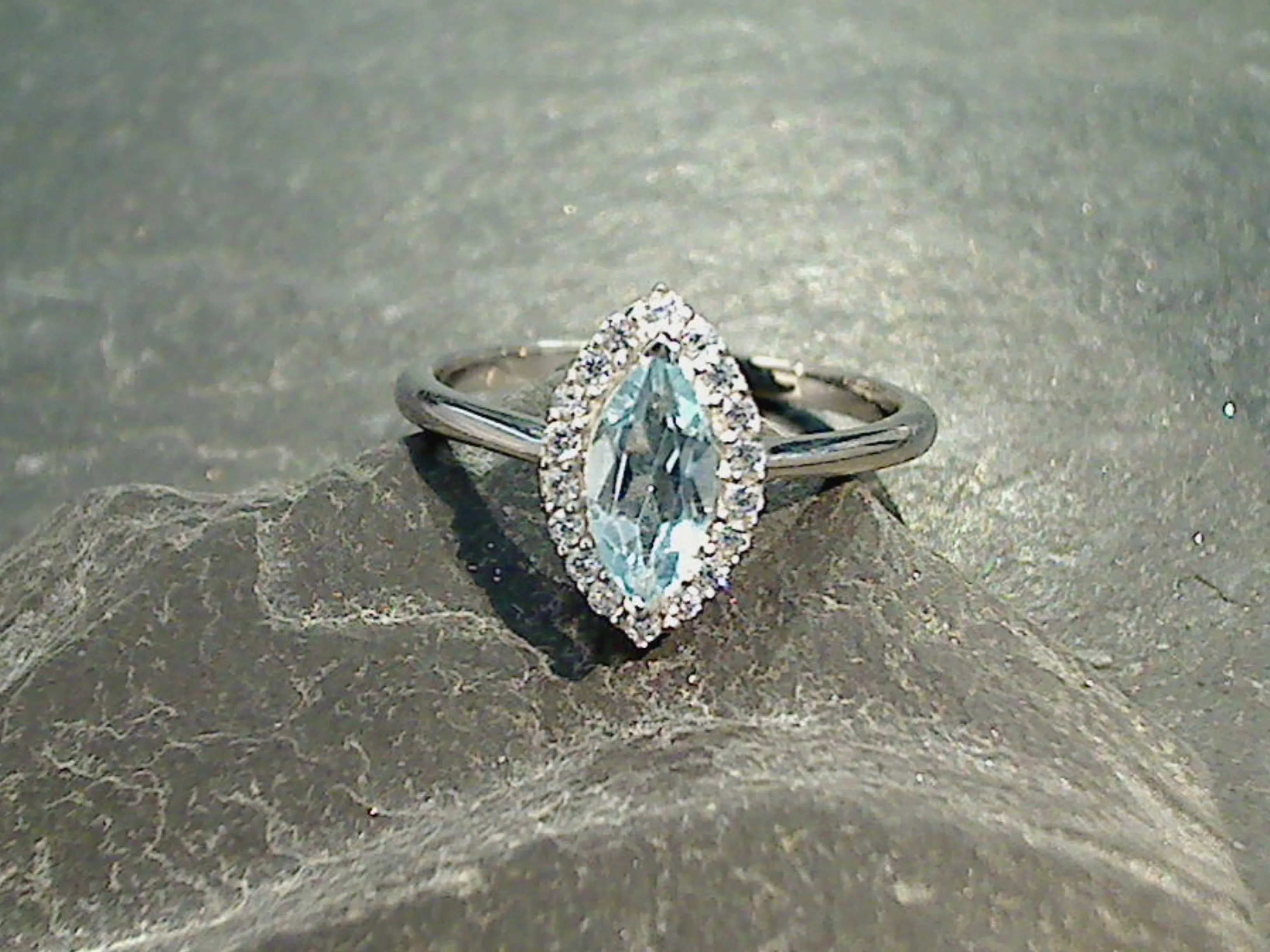 Size 7 Blue Topaz, CZ, Sterling Silver Ring