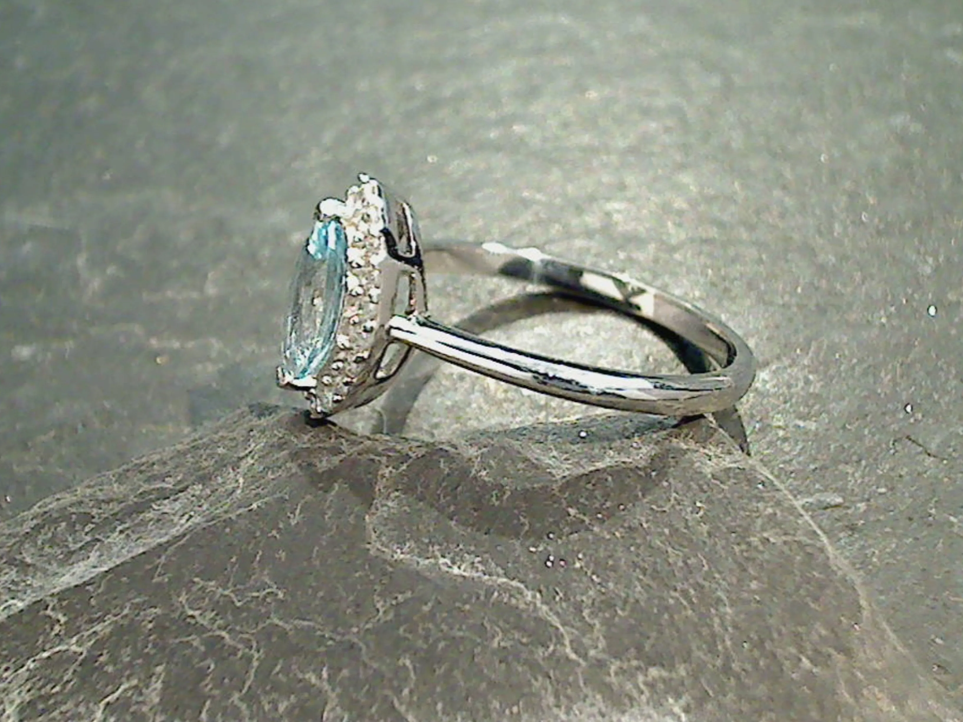 Size 7 Blue Topaz, CZ, Sterling Silver Ring
