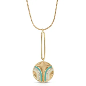 South Beach Pendulum Necklace - Turquoise/White