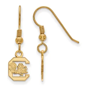 SOUTH CAROLINA GOLD PLATED STERLING SILVER EXTRA SMALL BLOCK C DANGLE EARRINGS