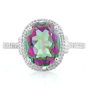 Splash of Colors!  2.6ctw Mystic Topaz & Diamond in 925 Sterling Silver Ring