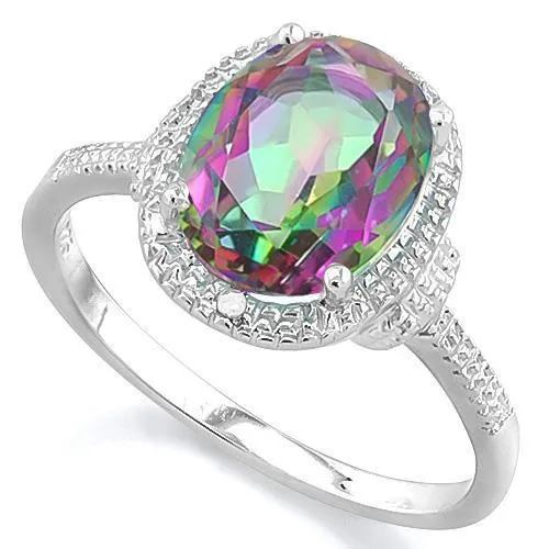 Splash of Colors!  2.6ctw Mystic Topaz & Diamond in 925 Sterling Silver Ring