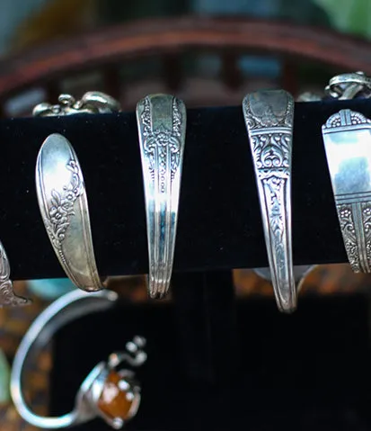 Sterling Silver   Natural Stone Fork Bracelet