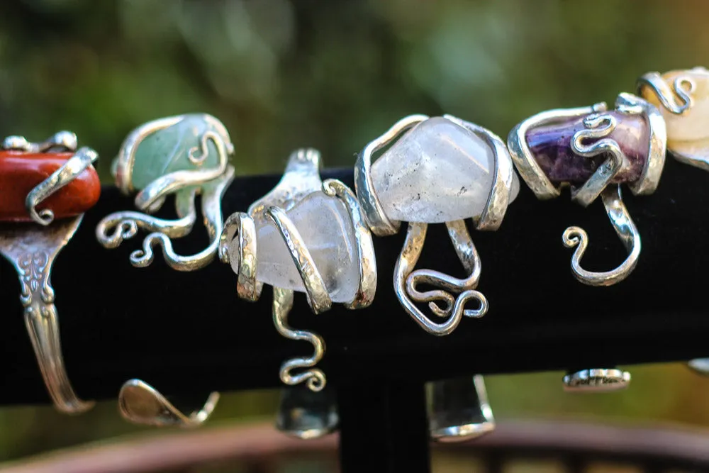 Sterling Silver   Natural Stone Fork Bracelet