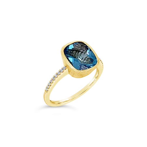 Swiss Blue Topaz & Diamond Ring