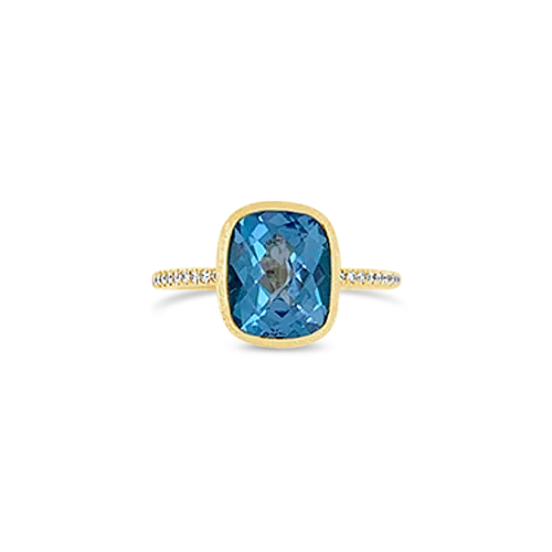 Swiss Blue Topaz & Diamond Ring