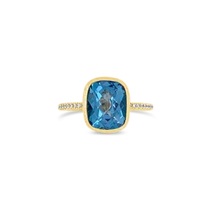 Swiss Blue Topaz & Diamond Ring