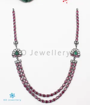 The Amogh Silver Kemp Necklace(2 Layers/Oxidised)