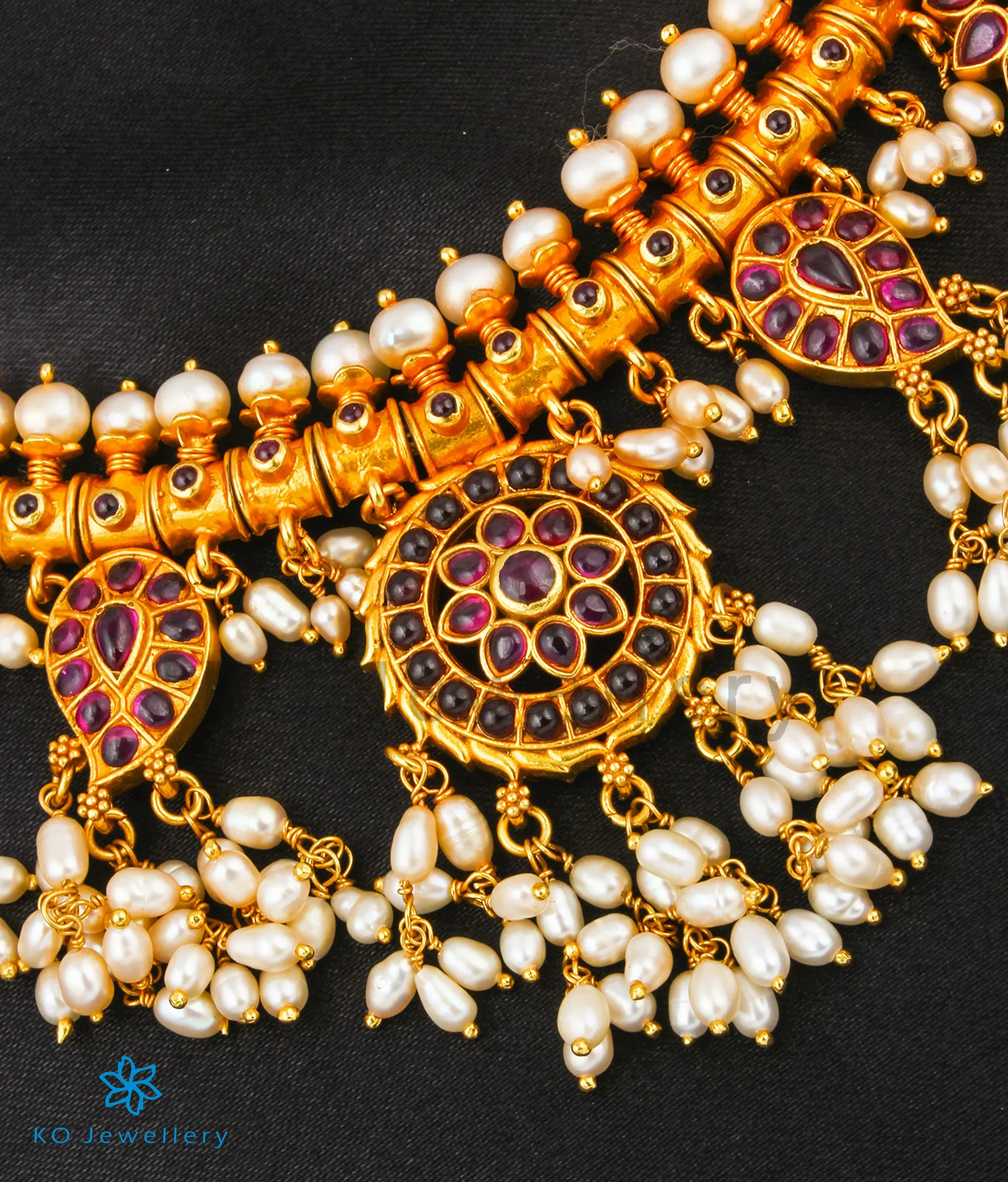 The Atyuha Silver Peacock Guttapusalu Necklace