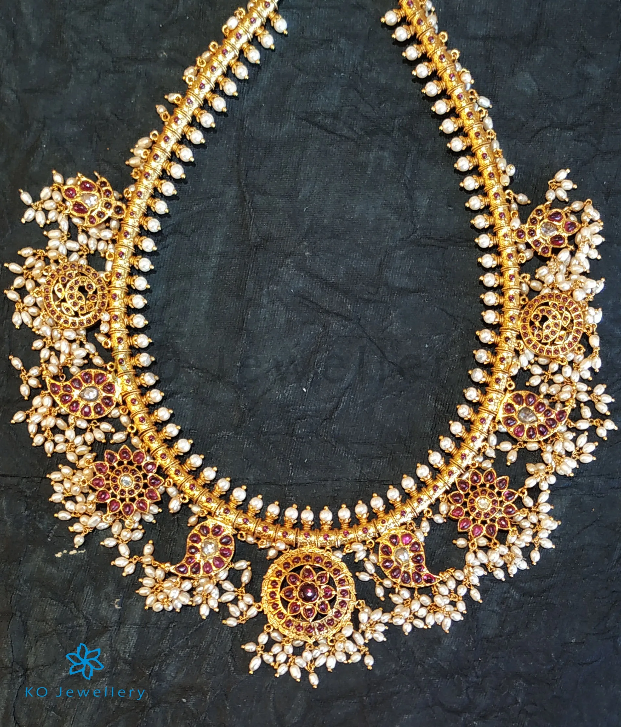 The Atyuha Silver Peacock Guttapusalu Necklace
