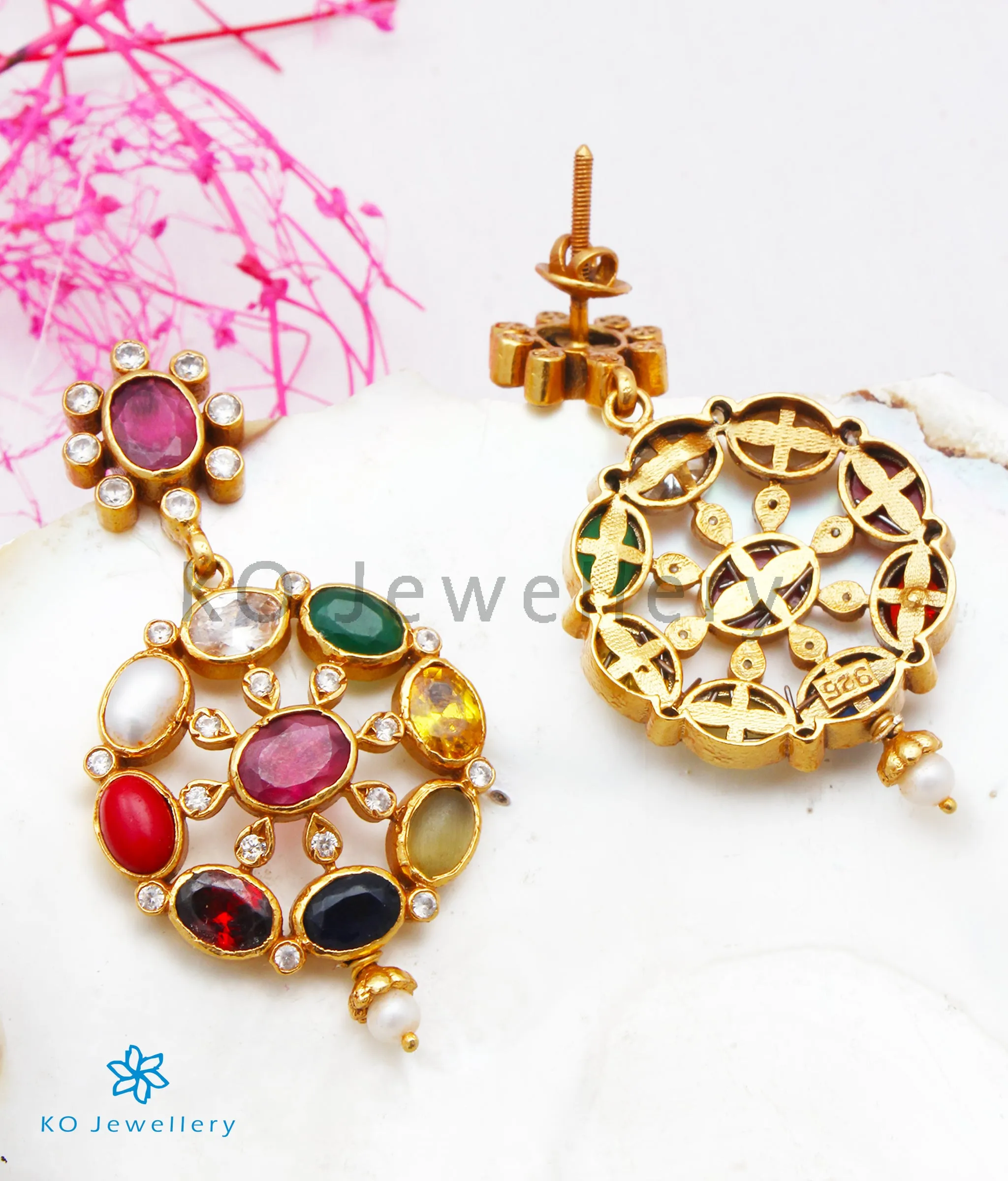 The Payal Silver Navratna Earrings