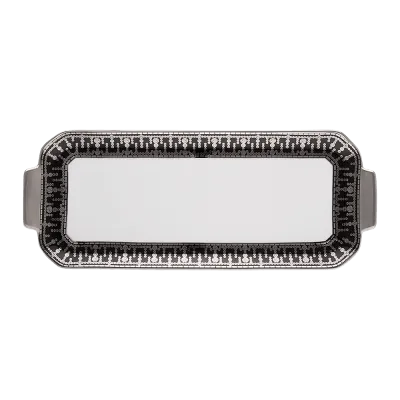 Tiara Black & Platinum Oblong Cake Platter