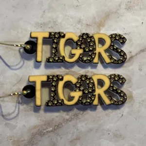 Tiger | mascot | black and gold | earrings