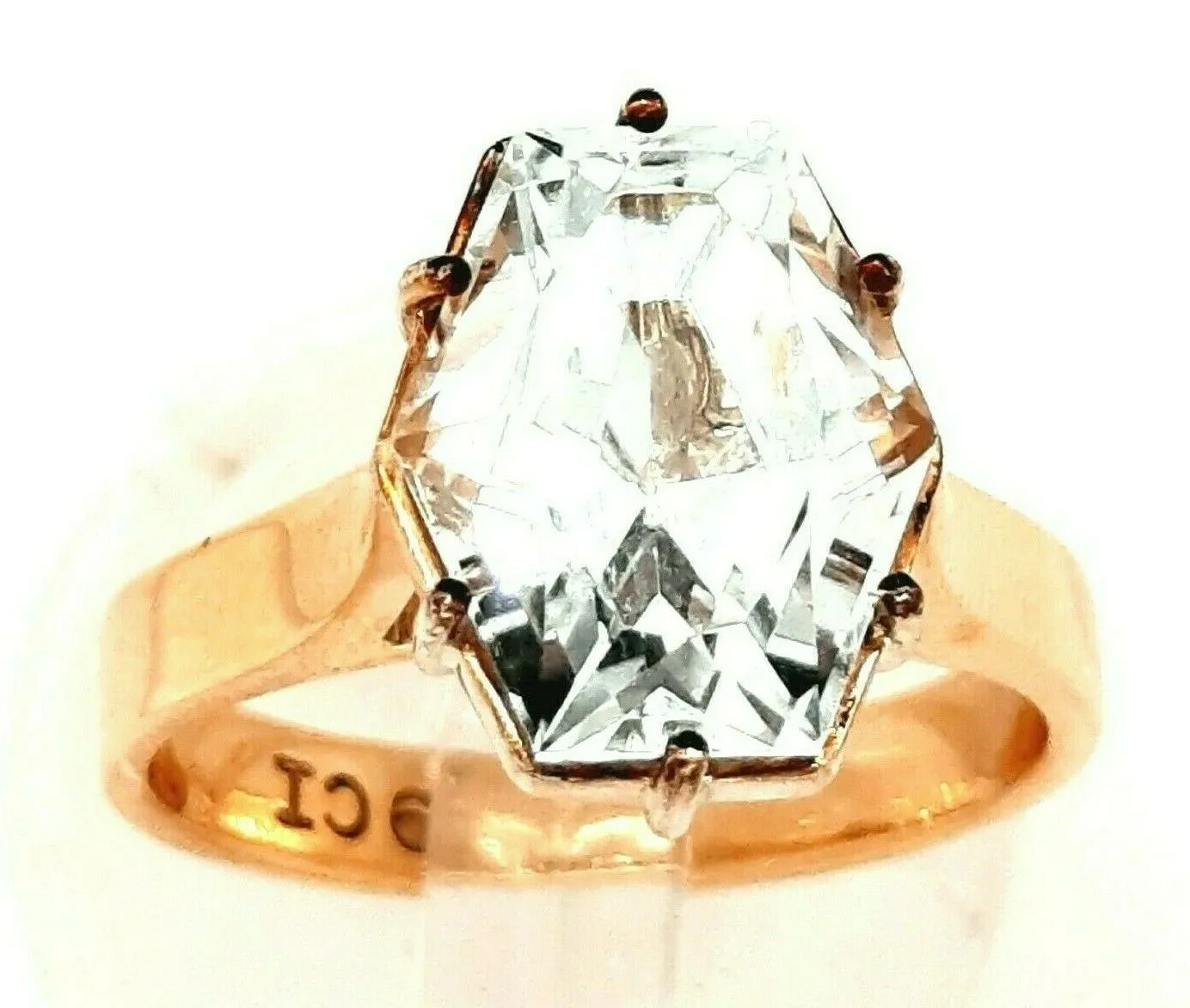 Topaz 9ct Yellow & White Gold Ring Handmade Jewellery Pale Blue Topaz Size I 1/2